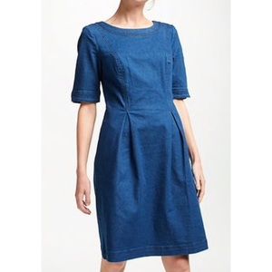 Boden Alice Denim Pleated Short Sleeve dress